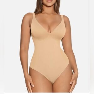 Feelingirl V Neck Tummy Control Shaping Bodysuit - SIZE LARGE-NWTS